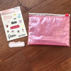 Glossier bag and stickers